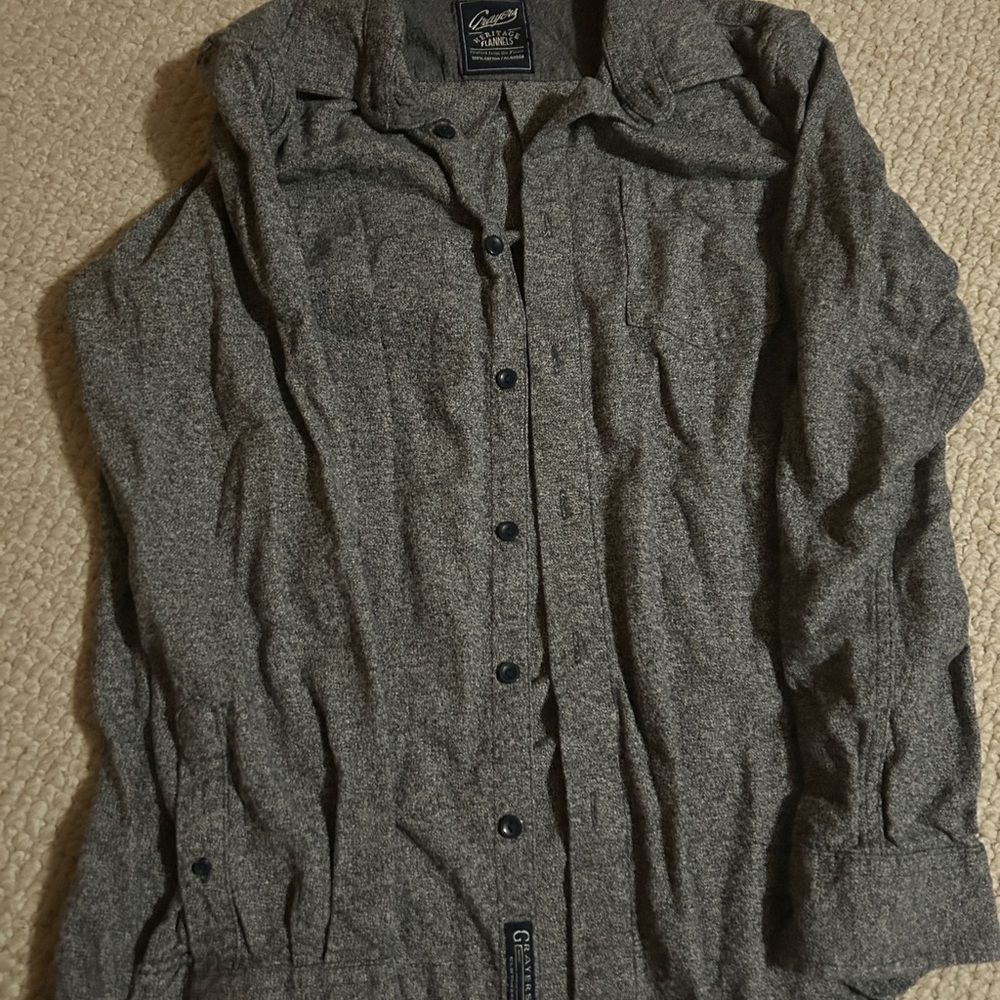 Grayers Heritage Flannel Men's Gray  Button-Up Shirt 100% cotton